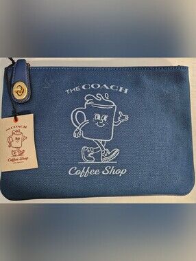 NWT COACH Blue Coffee Shop Pouch